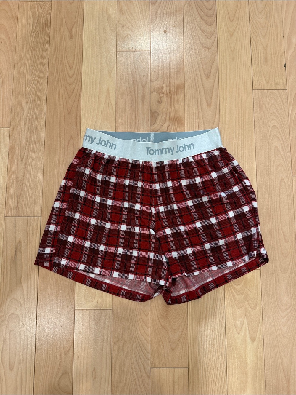 Tommy John Red and Black Plaid Lounge Shorts